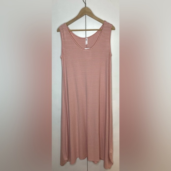 Gilmore Bamboo Pink And White Striped Tank Dress S/M New With Tags - Picture 5 of 15